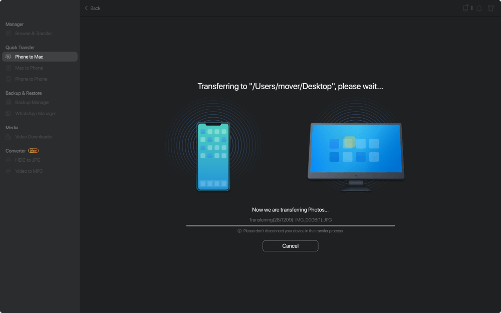 como transferir vídeos do iPhone para Mac - passo 3
